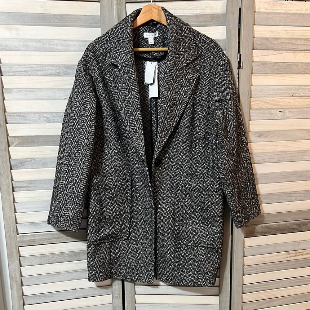 Topshop Women's Black and Gray sweater Coat